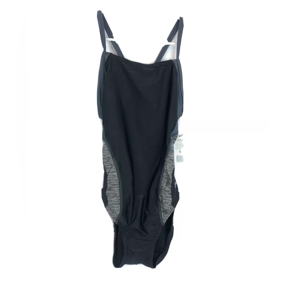 Speedo, Women’s One Piece, Black/Grey Swimsuit, Size 10, Racer Back